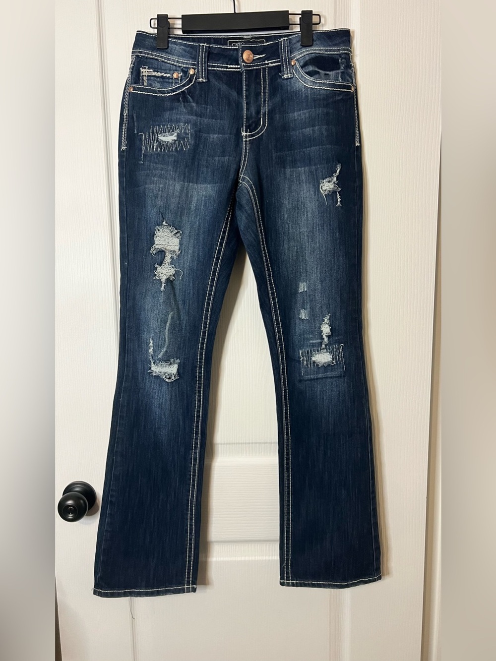 Cato Dark Blue Distressed Boot Cut Jeans